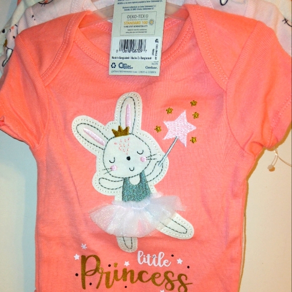 NWT Gerber 5 Pack Ballerina/Bunny Theme Short Sleeve Onesies Set☆6-9mo☆ - Picture 15 of 15